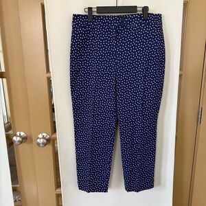 Talbots Womens 10 Blue Pink Polka Dot The Perfect Crop Curvy Straight‎ Leg Pant
